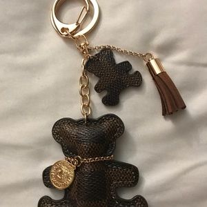Leather patch bag charm or key chain